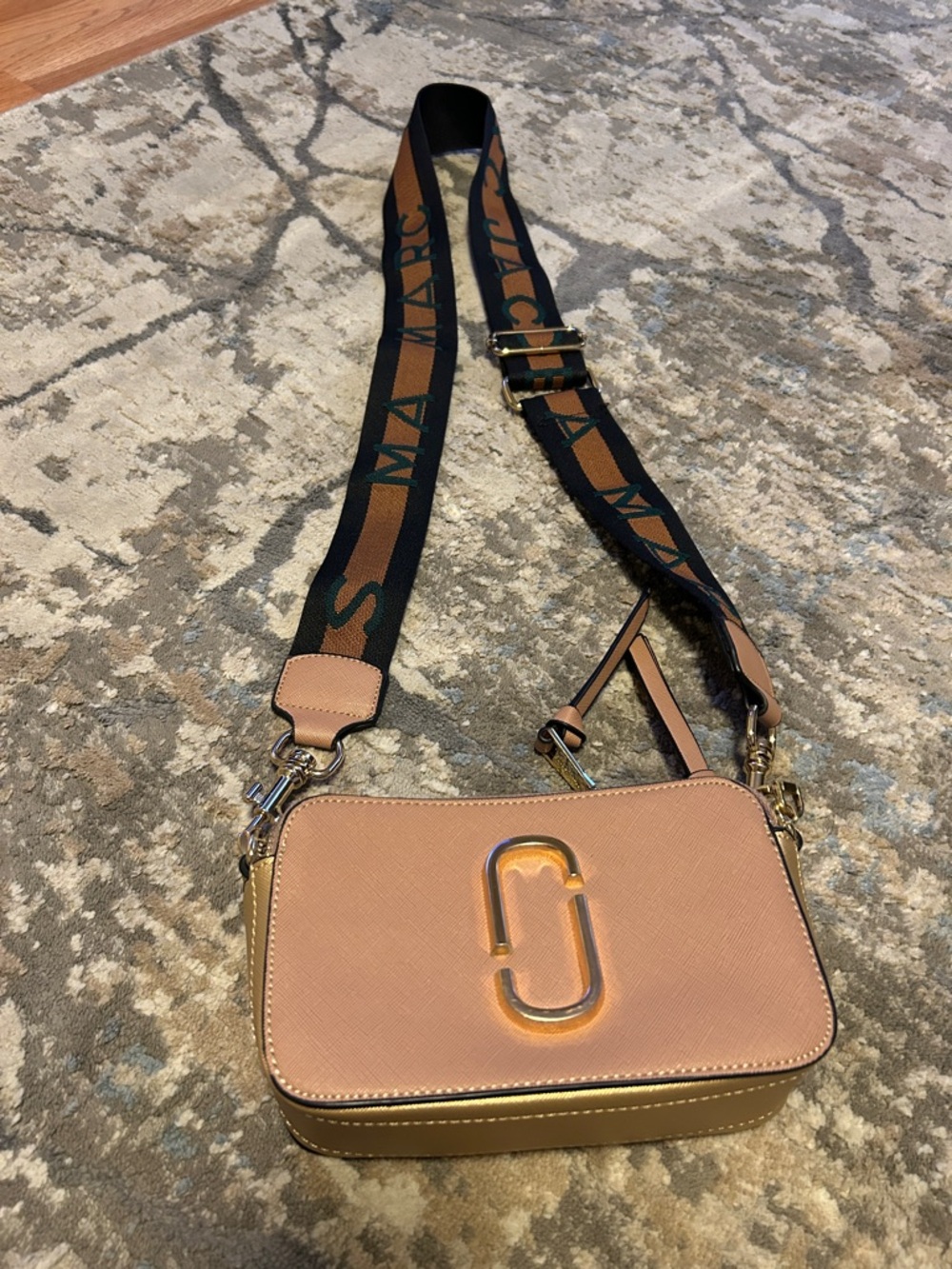 Marc Jacobs Tan Crossbody Camera Bag with Adjustable Logo Strap
